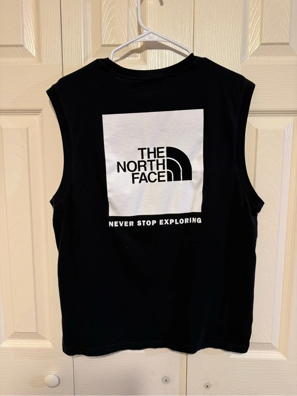 The North Face NSE Box back print tank top in black.